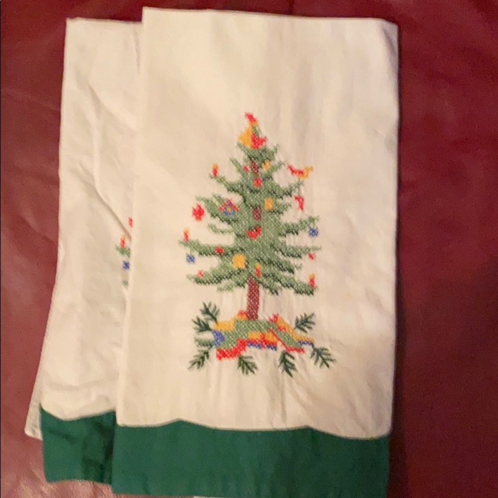 CHRISTMAS TREE TEA COTTON TOWELS (2) 21”X15”